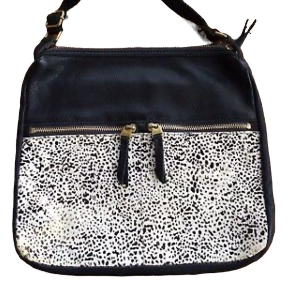 Fossil leather black and cow print Crossbody bag